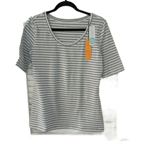 Mix 41 Hawthorne Gray White Striped Shirt Top - Picture 11 of 11